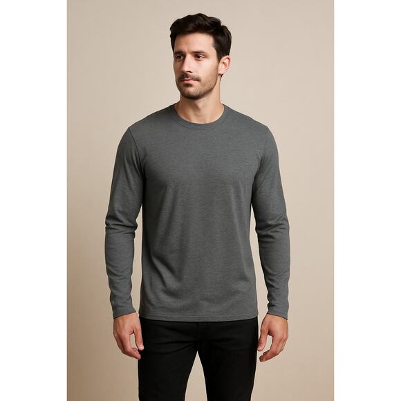 Minimalist Athleisure Streetwear Basics Heather Gray Long Sleeve Tee Men’s XL - Picture 1 of 6